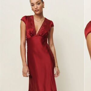 Reformation Red Midi Dress